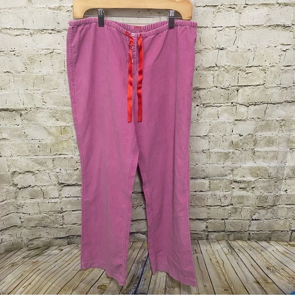 Vintage J Crew Pink Cotton Thin Corduroy Tie Waist Wide Leg Pant